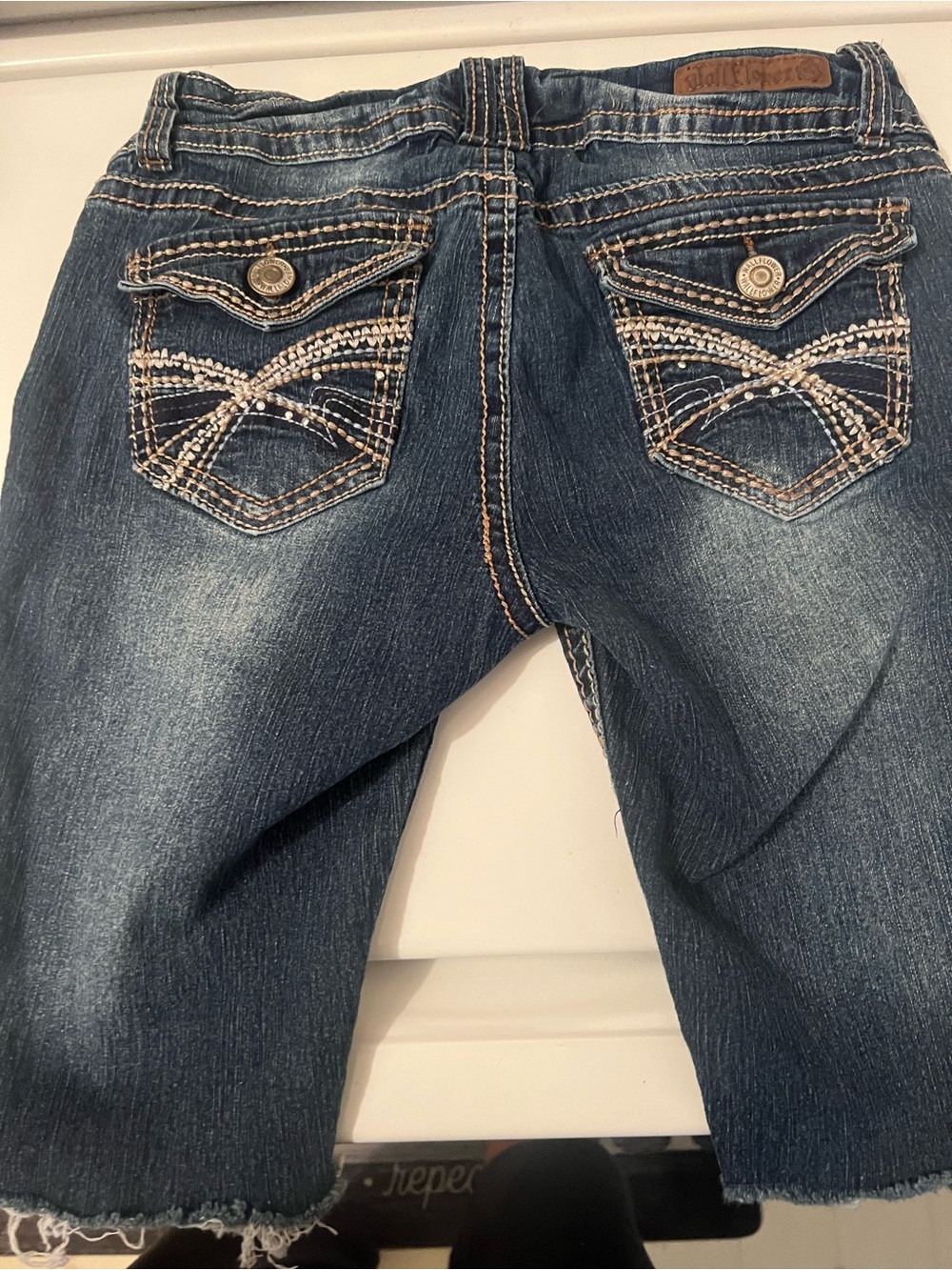 Wildflowers Dark Blue Embellished Denim Jean Shorts